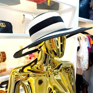 Croft & Barrow Black and White Striped Women's Sun Hat